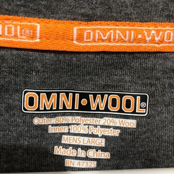 Omni-Wool Base Layer Wool Blend Shirt Long Sleeve Crewneck Gray Mens Large - Picture 2 of 11